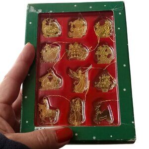 Vintage Kurt Adler Miniature Gold Christmas Ornaments, Holiday Collectibles